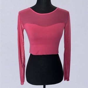 SOHO GIRL Pink Mesh Cropped Long Sleeve